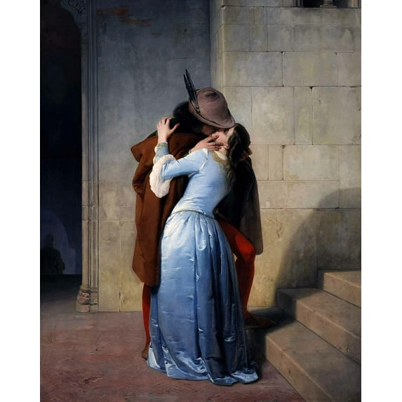 "Francesco Hayez The Kiss, 1859 - Canvas OR Print Wall Art"