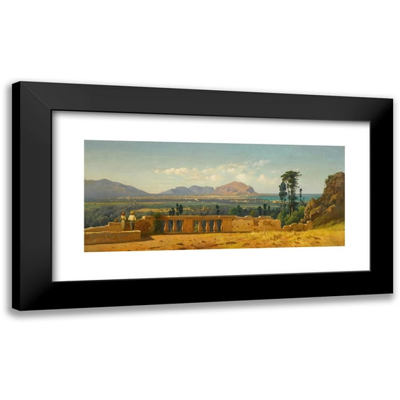 Francesco Lojacono 24x13 Black Modern Framed Museum Art Print Titled - Palermo and Mount Pellegrino (1874)