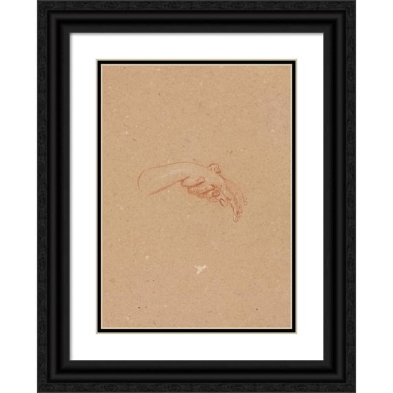 Francesco Lorenzi 14x18 Black Ornate Wood Framed Double Matted Museum Art Print Titled - Study of Hands (1760)
