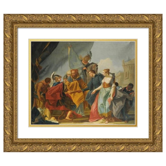 Francesco Lorenzi 17x15 Gold Ornate Wood Frame and Double Matted Museum Art Print Titled - The Continence of Scipio
