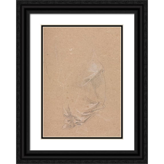Francesco Lorenzi 18x24 Black Ornate Framed Double Matted Museum Art Print Titled: Drapery Study (1760)