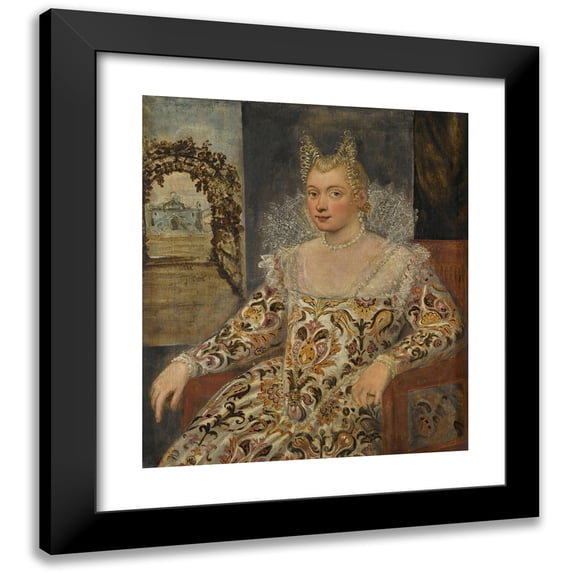 Francesco Montemezzano 12x14 Black Modern Framed Museum Art Print Titled - Portrait of a Noblewoman