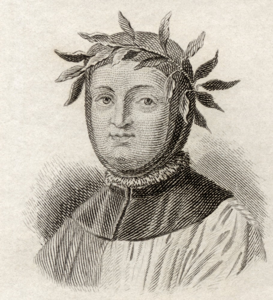 Francesco Petrarca 1304 To 1374 Italian Scholar Poet And Renaissance Humanist From Crabbs Historical Dictionary Published 1825 Canvas Art - Ken Welsh Design Pics (14 x 15)