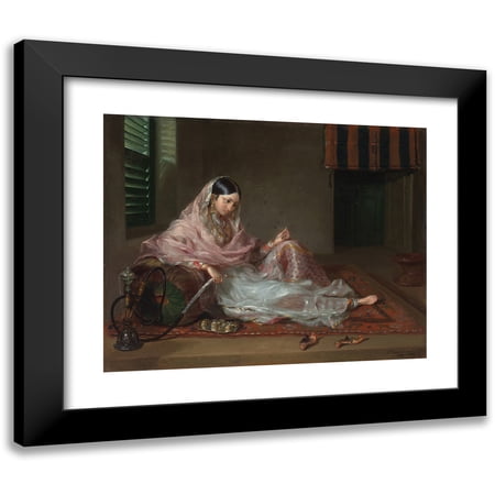 Francesco Renaldi 14x12 Black Modern Framed Museum Art Print Titled - Muslim Lady Reclining (1789)