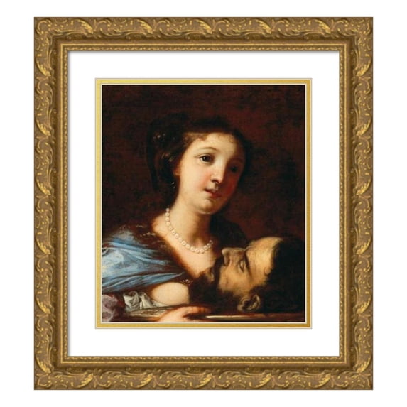 Francesco Rosa 20x23 Gold Ornate Framed and Double Matted Museum Art Print Titled - Salome with the Head of Saint John the Baptist