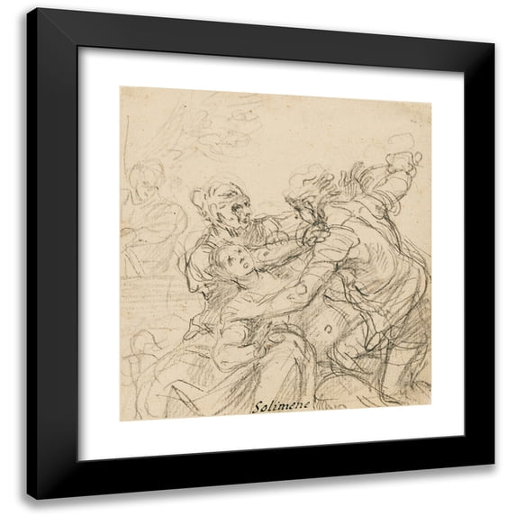 Francesco Solimena 12x13 Black Modern Framed Museum Art Print Titled - Study for the Death of Messalina (1704-1712)