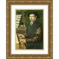 thumbnail image 1 of Francesco Traballesi 14x18 Gold Ornate Wood Frame and Double Matted Museum Art Print Titled - Portrait of a Man Playing a Virginal (1554 - 1570), 1 of 4