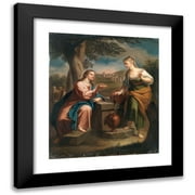 Francesco Trevisani 12x14 Black Modern Framed Museum Art Print Titled - Christ and the Samaritan Woman at the Well
