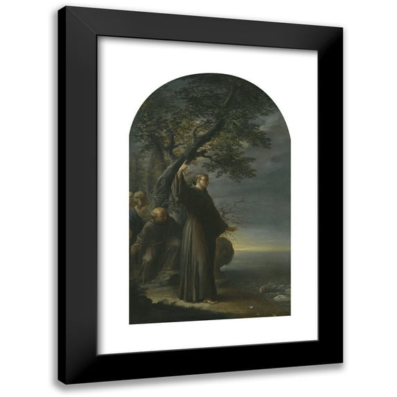 Francesco Trevisani 16x24 Black Modern Framed Museum Art Print Titled - Saint Anthony of Padua Preaching to the Fish