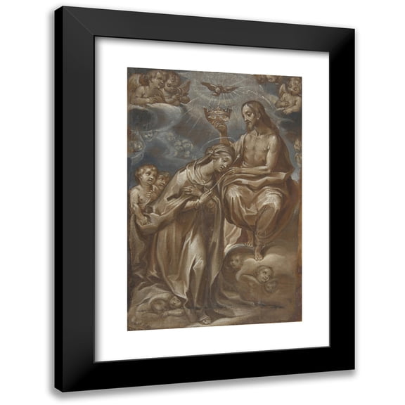Francesco Vanni 11x14 Black Modern Framed Museum Art Print Titled - The Coronation of the Virgin (1605)