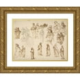 thumbnail image 1 of Francesco Vanni 18x14 Gold Ornate Wood Frame and Double Matted Museum Art Print Titled - Figure Studies; Standing and Kneeling Clerics and Religious, Adam and Eve, and a Reclining Skeleton (, 1 of 4