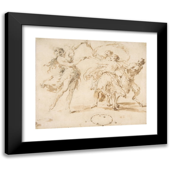 Francesco Zuccarelli 17x15 Black Modern Framed Museum Art Print Titled - Three Dancing Nymphs and a Satyr (1702-88)