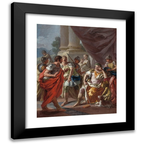 Francesco de Mura 12x14 Black Modern Framed Museum Art Print Titled - Alexander Condemning False Praise (1760s)