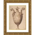 thumbnail image 1 of Francesco de' Rossi 17x24 Gold Ornate Framed and Double Matted Museum Art Print Titled - Design for a Vase with Hercules and Farnese Lilies (ca. 1540), 1 of 4
