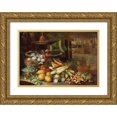 thumbnail image 1 of Francesco della Questa 14x11 Gold Ornate Wood Frame and Double Matted Museum Art Print Titled - Flowers, Fruit, and Vegetables, with Mushrooms Beside a Fountain in a Villa Garden, 1 of 4