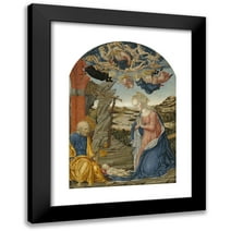 Francesco di Giorgio Martini 11x14 Black Modern Framed Museum Art Print Titled - The Nativity, with God the Father Surrounded by Angels and Cherubim (C. 1470)