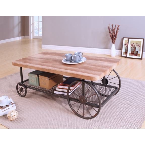 Francie Oak & Antique Gray Finish Coffee Table