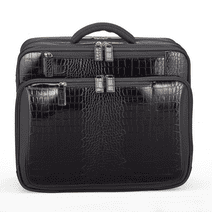 Francine Collections 15” inch Croco Rolling Briefcase | Telescopic Handle | Laptop Bag (Black)