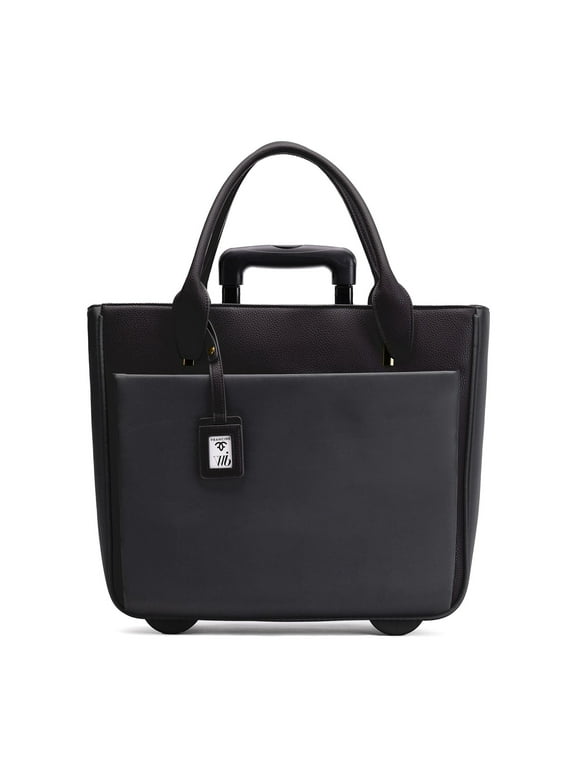 Francine Collections 17.3" inch Women's Laptop Roller Tote Bag | Top Handle | Bag for Travel (Black)