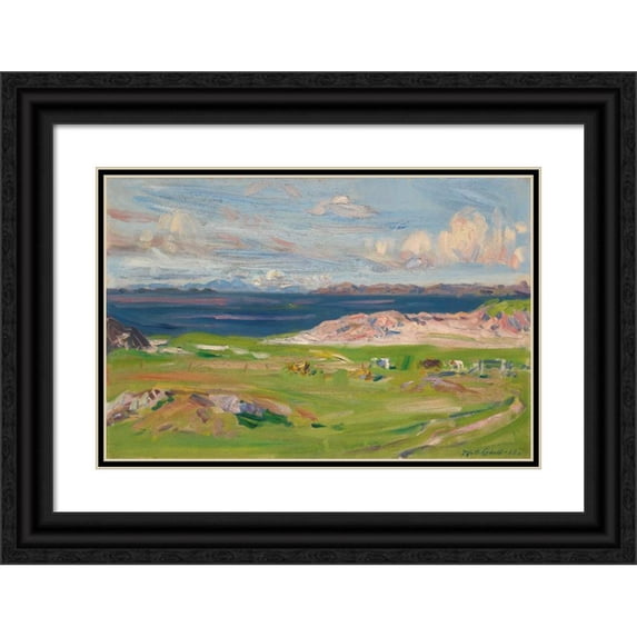 Francis Campbell Boileau Cadell 18x13 Black Ornate Wood Framed Double Matted Museum Art Print Titled - Island of Rum from Iona