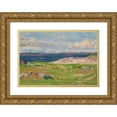 thumbnail image 1 of Francis Campbell Boileau Cadell 18x13 Gold Ornate Wood Frame and Double Matted Museum Art Print Titled - Island of Rum from Iona, 1 of 4
