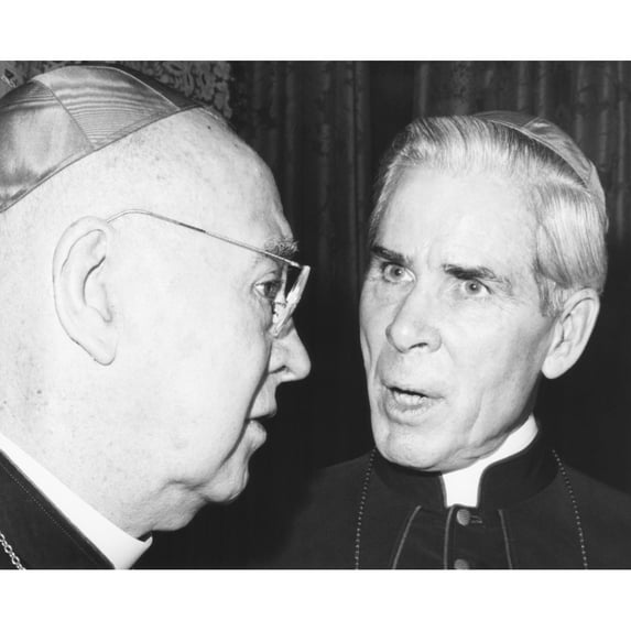 Francis Cardinal Spellman With Bishop Fulton J. Sheen. In The 1950S History (36 x 24)