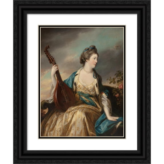 Francis Cotes 19x24 Black Ornate Framed Double Matted Museum Art Print Titled: Portrait of Alice, Countess of Shipbrook