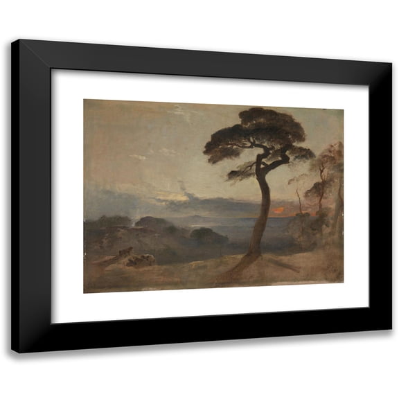 Francis Danby 14x11 Black Modern Framed Museum Art Print Titled - Hampstead Heath, Sunset (ca. 1845)