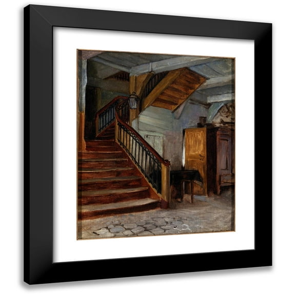 Francis Davis Millet 20x24 Black Modern Framed Museum Art Print Titled - Room Interior with Winding Staircase