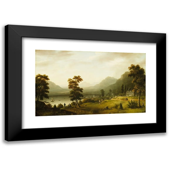Francis Guy 14x10 Black Modern Framed Museum Art Print Titled - Carter's Tavern at the Head of Lake George (Between 1817 and 1818)