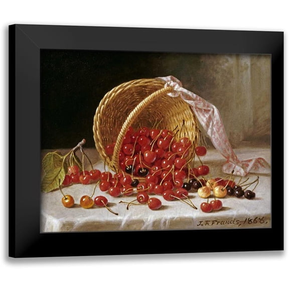 Francis, John F. 14x12 Black Modern Framed Museum Art Print Titled - A Basket of Cherries