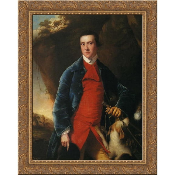 Francis Noel Clarke Mundy 24x20 Gold Ornate Wood Framed Canvas Art by Joseph Wright