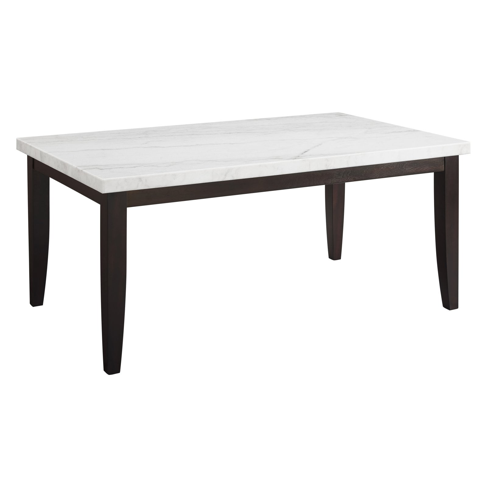 Francis Rectangular Dark Cherry and White Marble Top Dining Table