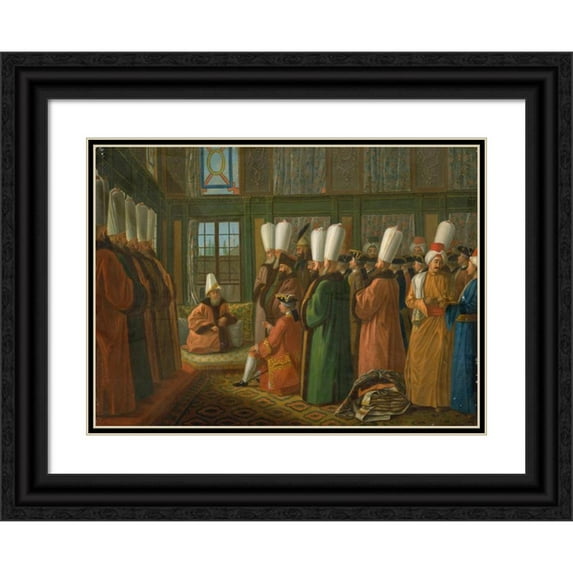 Francis Smith 24x19 Black Ornate Framed Double Matted Museum Art Print Titled: The Grand Vizier Giving Audience to the English Ambassador