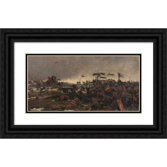 Francis Tattegrain 18x11 Black Ornate Wood Framed Double Matted Museum Art Print Titled - The Submission of the Cassels, January 10, 1430S (1887)