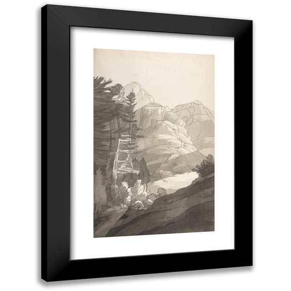 Francis Towne 11x14 Black Modern Framed Museum Art Print Titled - Near Glaris (Glarus), Switzerland (1781)