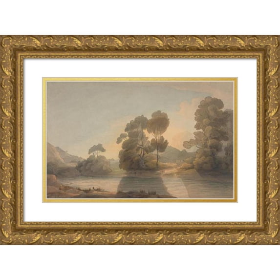 Francis Towne 24x16 Gold Ornate Framed and Double Matted Museum Art Print Titled - On the Dee