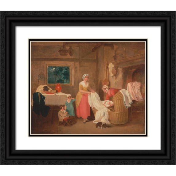 Francis Wheatley 18x15 Black Ornate Wood Framed Double Matted Museum Art Print Titled - Night
