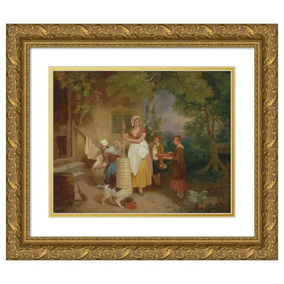 Francis Wheatley 18x15 Gold Ornate Wood Frame and Double Matted Museum Art Print Titled - Morning