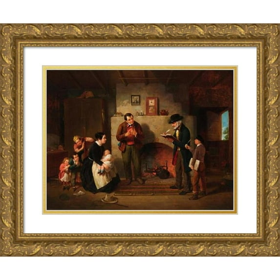 Francis William Edmonds 24x18 Gold Ornate Framed and Double Matted Museum Art Print Titled - Taking the Census (1854)