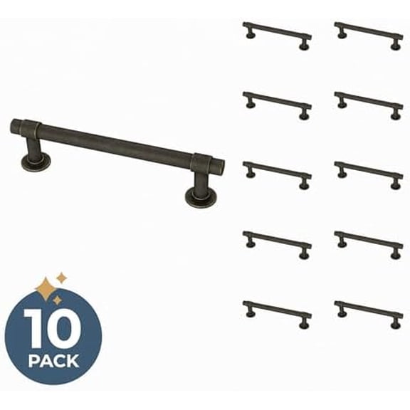 Francisco (10-Pack) Cabinet Handles 4" Hole Center Pulls | Warm Chestnut Hardware Kitchen Door, Drawers, Dressers, Furniture P29617K-WCN-B