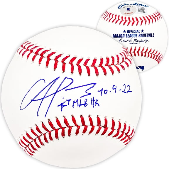 Francisco Alvarez Autographed Official MLB Baseball New York Mets "1st MLB HR 10.4.22" Beckett BAS Witness 218616
