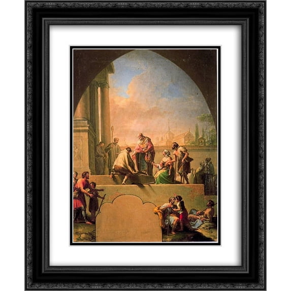 Francisco Bayeu y Subias 2x Matted 20x24 Black Ornate Framed Art Print 'Charity of Saint Elladius of Toledo'