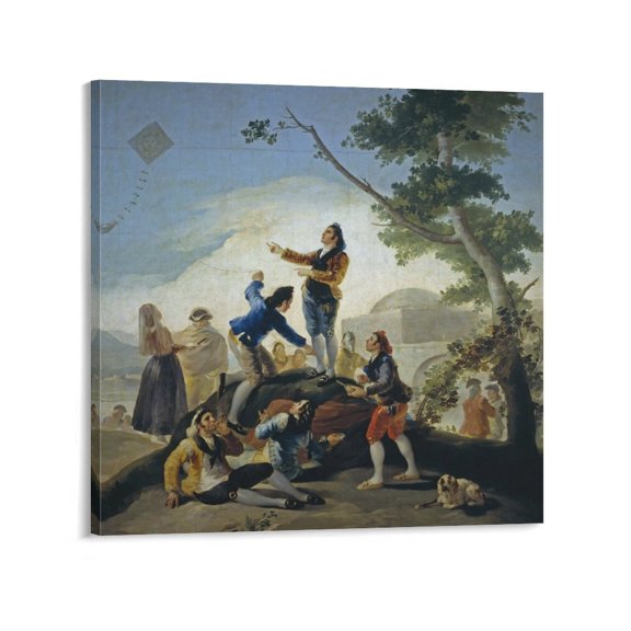 Francisco De Goya Poster The Kite Wall Art Wall Art Poster Gifts Bedroom Prints Home Decor Hanging Picture Canvas Painting Posters 12x12inch(30x30cm)