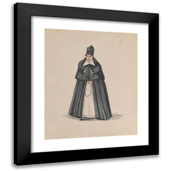 Francisco Fierro 12x14 Black Modern Framed Museum Art Print Titled - A Priest from the Order of Santo Domingo (Saint Dominic) (ca. 1848)
