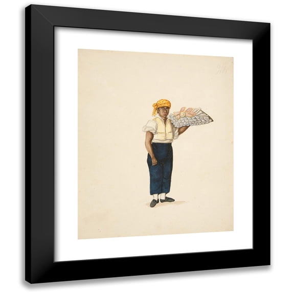 Francisco Fierro 12x14 Black Modern Framed Museum Art Print Titled - Indian Man Carrying Tray (ca. 1850)