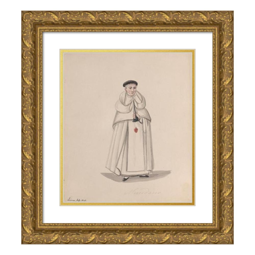 Priest Frame Francisco Fierro 15x16 Gold Ornate Wood Frame and Double Matted Museum ...
