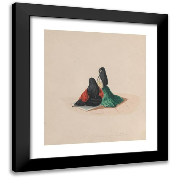 Francisco Fierro 15x17 Black Modern Framed Museum Art Print Titled - Two Woman Wearing the Saya Attending Mass (ca. 1848)