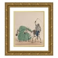 thumbnail image 1 of Francisco Fierro 15x17 Gold Ornate Wood Frame and Double Matted Museum Art Print Titled - A Man Riding a Mule, His Whip Raised, Another Mule Loaded with Grass Alongside (ca. 1848), 1 of 4