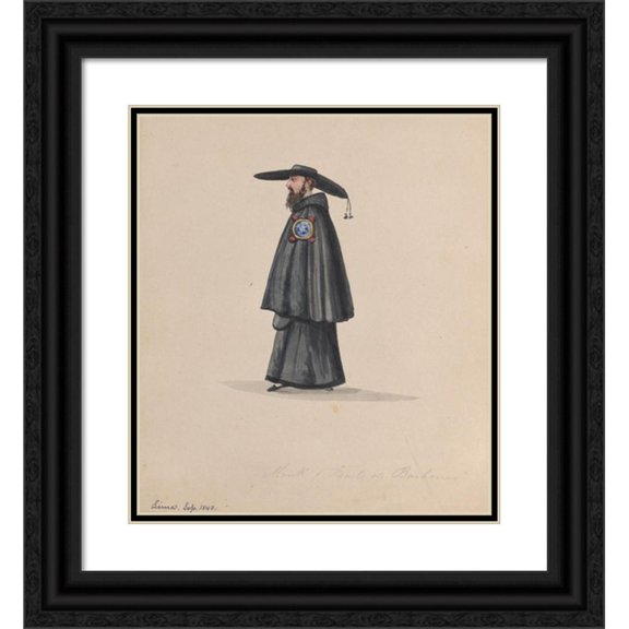 Francisco Fierro 20x22 Black Ornate Framed Double Matted Museum Art Print Titled: A Monk from the Order of Barbones (ca. 1848)